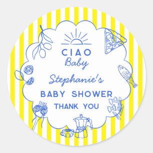 Süße italienisch thematisierte Babyshower "Ciao Ba Runder Aufkleber