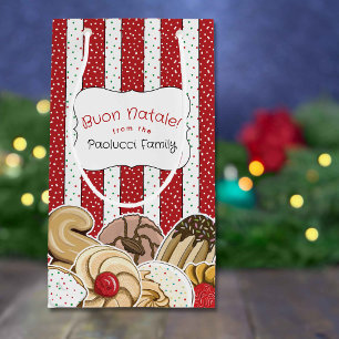 Süße italienische Weihnachtskekse mit Buon Natale Kleine Geschenktüte