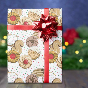 Süße italienische Weihnachtskekse, rote und grüne Geschenkpapier