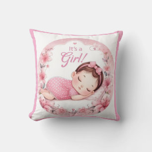 Süße It's a Girl Baby Ankündigung Kissen