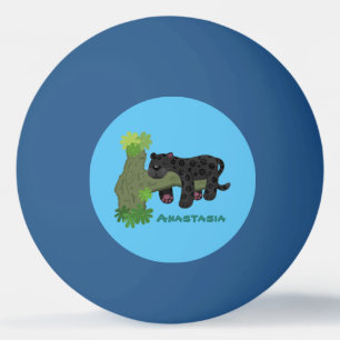 Süße Jaguar-Schwarzen Panther-Katze Cartoon-Illust Tischtennisball
