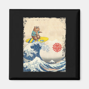 Süße japanische große Welle Kanagawa Surfen Capyra Magnet