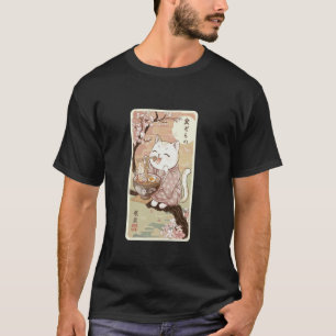 Süße japanische Katzen-Ramen-Kirschblüten-Ästhetik T-Shirt