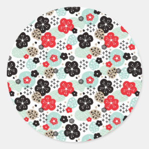 Süße japanische Musterdesign Runder Aufkleber
