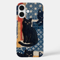Süße japanische schwarze Katzen Patchwork iPhone-H