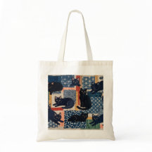 Süße japanische schwarze Katzen Patchwork-Tasche