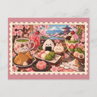 Süße japanische Süßigkeiten & Snacks Postkarte