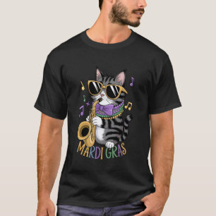 Süße Jazzkatze in Sonnenbrille mit Saxophon, Mardi T-Shirt