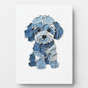 Süße Jeans-Patchwork-Hunde-Illustration Fotoplatte