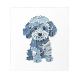 Süße Jeans-Patchwork-Hunde-Illustration Notizblock