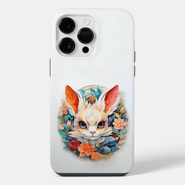 Süße Jerboa mit Blumen Papier Ausschnitt iPhone Hülle (Rückseite)