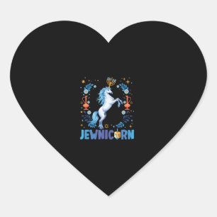 Süße Jewnicorn jüdische Einhorn-Menarot Chanukah H Herz-Aufkleber