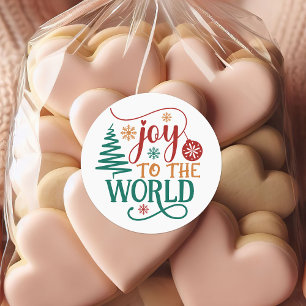 Süße 'Joy to the World' Weihnachten Runder Aufkleber