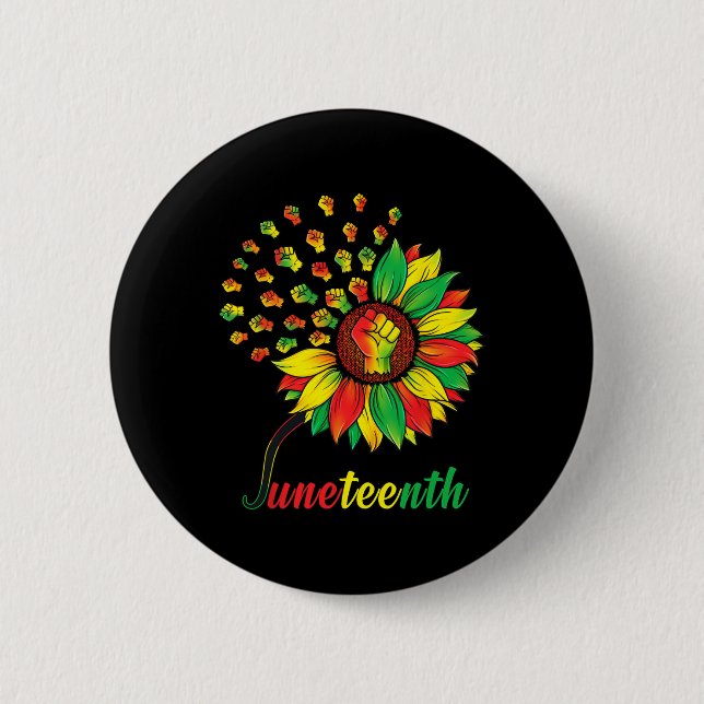 Süße Juneteenth-Faust-Sonnenblume Schwarz Afrikani Button (Vorderseite)