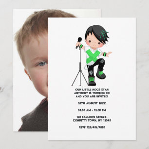 Süße Jungen Rockstar Geburtstagsfeier Foto Einladung