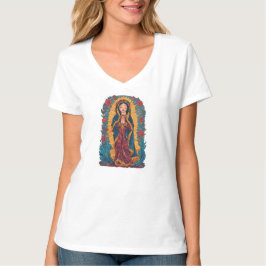 Süße Jungfrau von Guadalupe Damen V-Ausschnitt T-S T-Shirt
