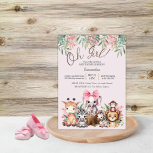 Süße Jungle Safari Oh Mädchen Baby Shower Einladun Einladung