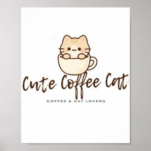 Süße Kaffee-Katzen-Wandkunst – Lustiger Kaffeelieb Poster