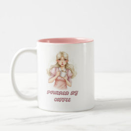 Süße Kaffee Liebhaber Mädchen Illustration Zweifarbige Tasse
