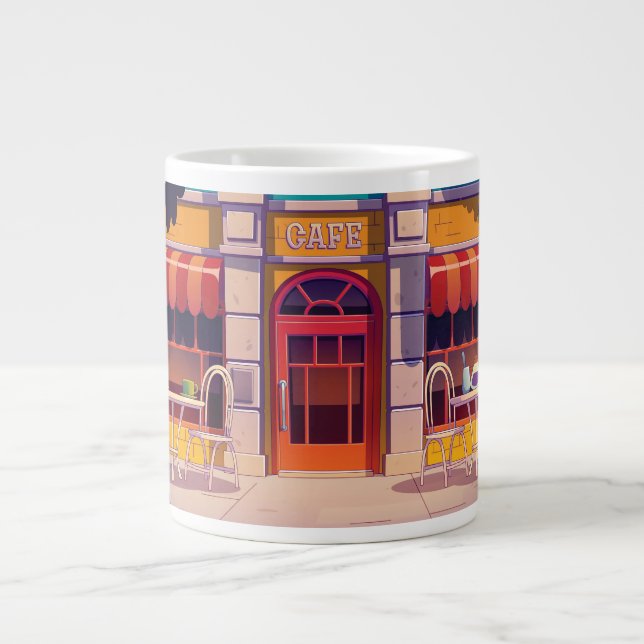 Süße Kaffee Shop Wrap-Around Design Jumbo-Tasse (Vorderseite)