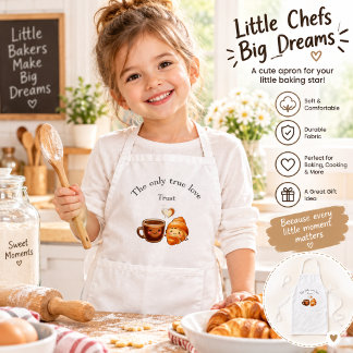 Süße Kaffee- und Croissant-Schürze – Kawaii Backen Kinderschürze