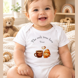 Süße Kaffee-und-Croissant-Tasse – Die einzige wahr Baby Strampler