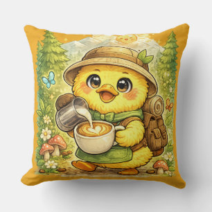 Süße Kaffeeforscherin-Hühner-Kissenhülle Kawaii Kissen