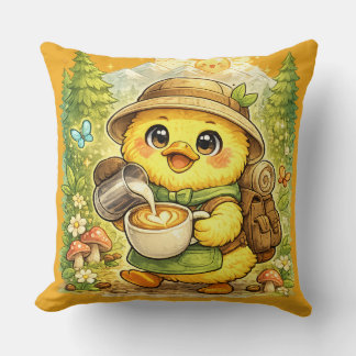 Süße Kaffeeforscherin-Hühner-Kissenhülle | Kawaii Kissen
