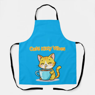 **Süße Kaffeekatze – Adorable Katze trinkt Kaffee Schürze