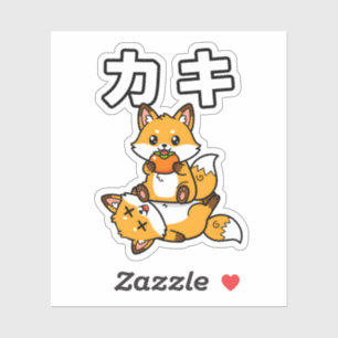 Süße Kaki-Fuchs-Persimone Lustiges Japanisches Tie Aufkleber