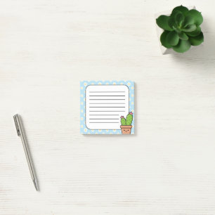 Süße Kaktus Gänseblümchen Blumen Blau Liniierte Ha Post-it Klebezettel