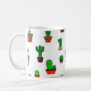 Süße Kaktus-Illustrationen Muster Weiß Kaffeetasse