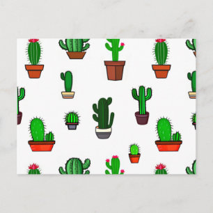 Süße Kaktus-Illustrationen Muster Weiß Postkarte