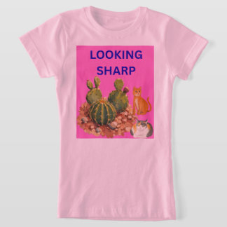 Süße Kaktus-Katzen-Botanik-Illustration Grafik T-Shirt