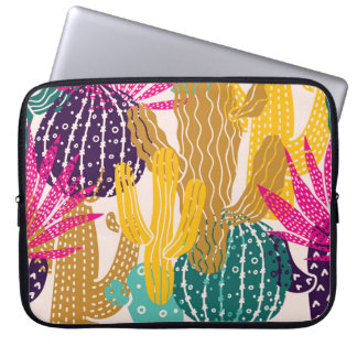 Süße Kaktus-Vintage-Nahtlose-Illustration. Laptopschutzhülle