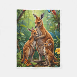 Süße Känguru-Mutter und Joey in der Natur Fleece B