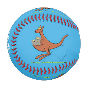 Süße Känguru- und Koala-Cartoon-Illustration Baseball