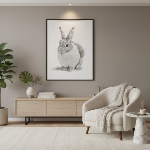 Süße Kaninchen Bleistiftzeichnung Poster