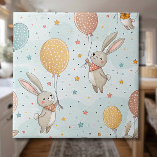 Süße Kaninchen halten Pastell-Eier-Balloons Fliese