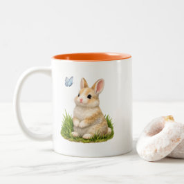Süße Kaninchen-Hase-Kaffeetasse doppelseitig  Zweifarbige Tasse