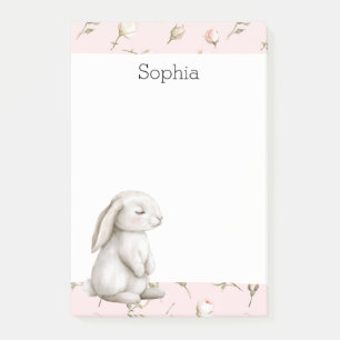 Süße Kaninchen-Hasen-Rosen Rosa Floral Post-it Klebezettel