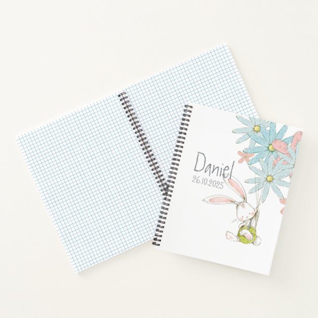 Süße Kaninchen mit Blumen Notizbuch (Innenseite)
