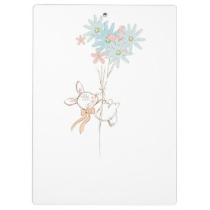 Süße Kaninchen mit Blumen Notizbuch Klemmbrett