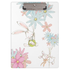 Süße Kaninchen mit Blumen Notizbuch Klemmbrett