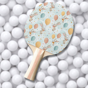 Süße Kaninchen mit Pastell-Eierballons Tischtennis Schläger