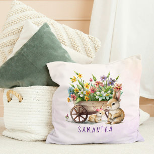 Süße Kaninchen Personalisiertes Mädchen Ostern Kissen