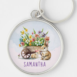 Süße Kaninchen Personalisiertes Mädchen Ostern Schlüsselanhänger