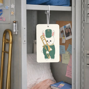Süße Kaninchen-Posaunenspieler-Illustration grünes Autolufterfrischer