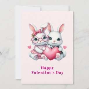 Süße Kaninchen teilen ein Valentinsherz Feiertagskarte