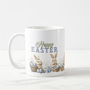 Süße Kaninchen und Toile-Blau-Osterhaseneier Kaffeetasse